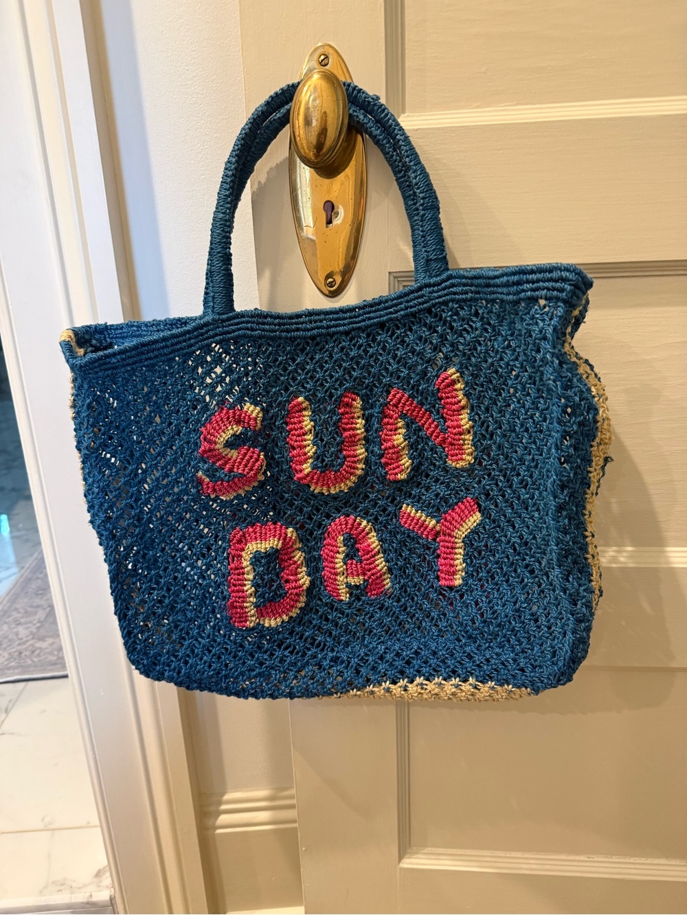 The Jacksons Blue Woven Tote Bag